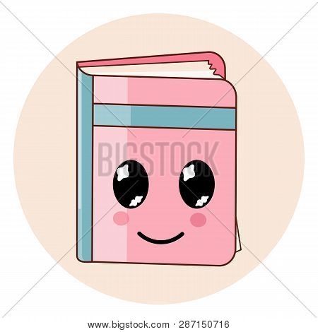 Kawaii Book Icon Isolated. Cartoon Flat Style Emoji.