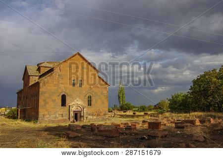 Exterior View To Aruchavank Cathedral Aka Surb Grigor At Aruch In Aragatsotn Province, Armenia