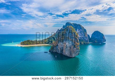 Aerial Photography Koh Poda Is One The Most Popular Islands In Krabi Archipelago.