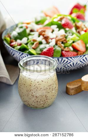 Poppy Seed Salad Dressing In A Small Jar