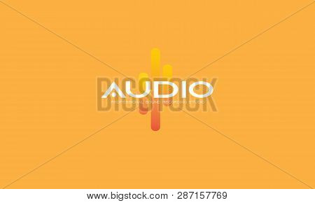 Audio Dance Dj Music Logo, Concept Sound Graphic Equilizer, Recording Studio Emblem Logo. Bright Ora