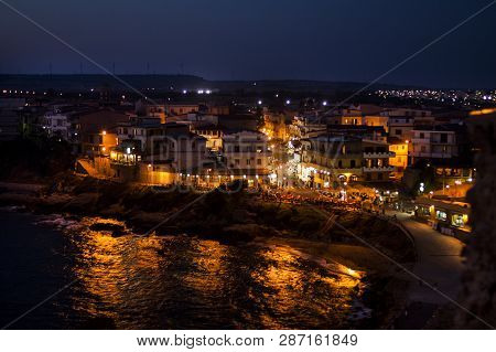The Village Of Le Castella By Night, Calabria, Italy