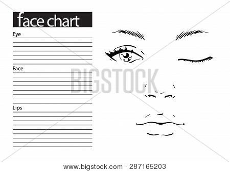 Face Chart Makeup Artist Blank. Template. Vector Illustration.