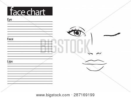 Face Chart Makeup Artist Blank. Template. Vector Illustration.