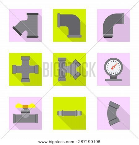 Vector Design Of Pipe And Tube Sign. Set Of Pipe And Pipeline Stock Symbol For Web.