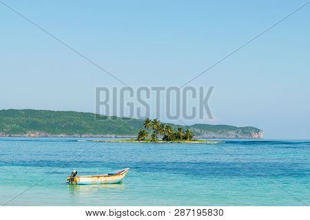 Travel Vacation Tropical Destination. Palm Tree Island Landscape. Travel Vacations Destination. Trav
