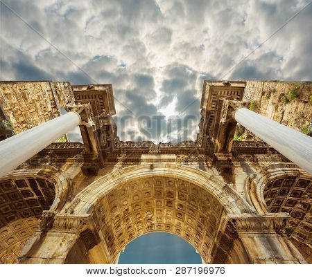 View Of Hadrian's Gate In Old City Of Antalya