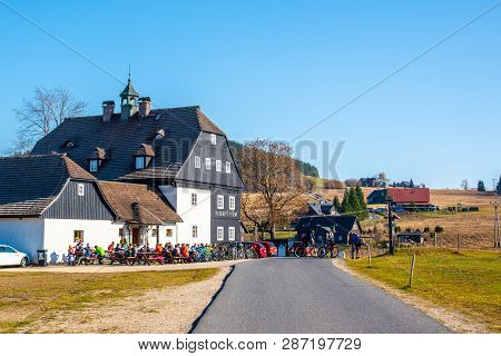 Jizerka, Czech Republic - October 13, 2018: Pansky Dum Hotel And Restaurant In Jizerka Village, Czec