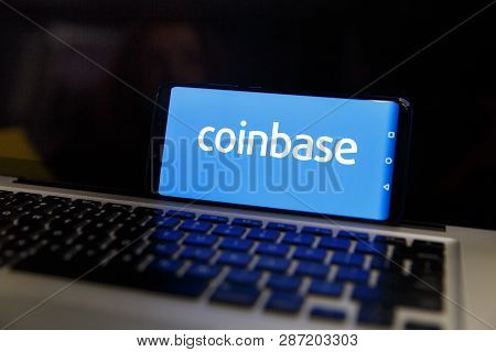 Tula, Russia - January 29, 2019: Coinbase - Buy Bitcoin And More, Secure Wallet Mobile App On The Di
