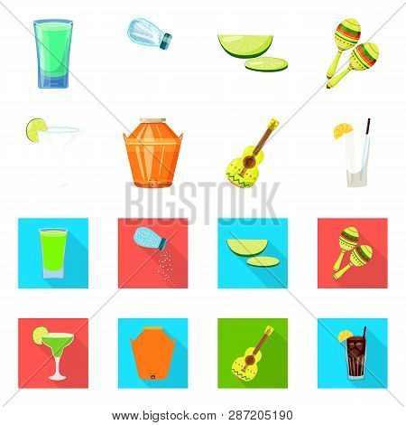 Vector Design Of Cafe And Latin Sign. Set Of Cafe And National Vector Icon For Stock.