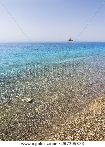 Waves On The Greek Island Evia (euboea) In The Aegean Sea