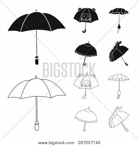 Vector Illustration Of Protection And Closed Icon. Set Of Protection And Rainy Vector Icon For Stock