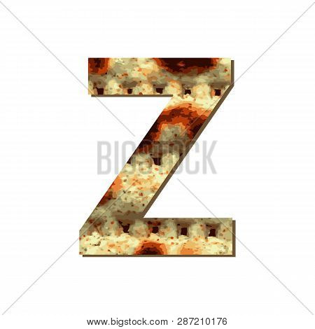 Capital English Letter Z With Matza Texture. Font For Passover. Vector Illustration On Isolated Back