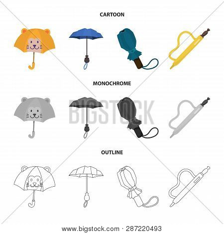 Isolated Object Of Protection And Closed Icon. Set Of Protection And Rainy Vector Icon For Stock.