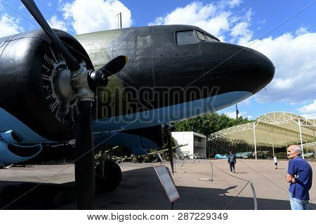 Moscow, Russia - June 20, 2018: Old Military Transport Aircraft Li-2 On Poklonnaya Hill In Moscow
