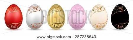 Easter Egg 3d Icon. Pastel Eggs Set, Isolated White Background. Floral Hand Drawn Design, Flower Bra