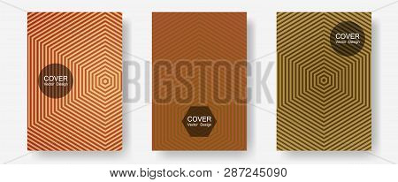 Brochure Covers, Posters, Banners Vector Templates. Elegant Patchy Mockups. Halftone Lines Annual Re