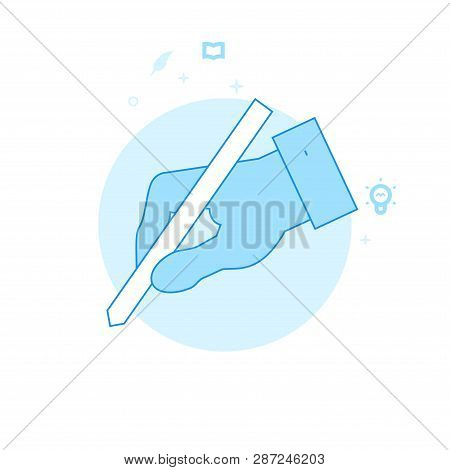 Hand Holding A Pencil Flat Vector Icon. Writing, Authors Or Education Related Illustration. Light Fl