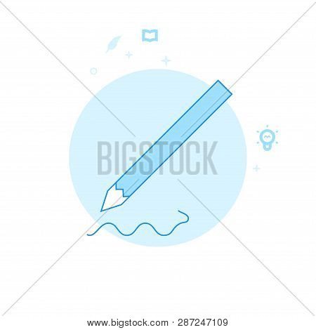 Pencil Writing Flat Vector Icon. Writing, Authors Or Education Related Illustration. Light Flat Styl