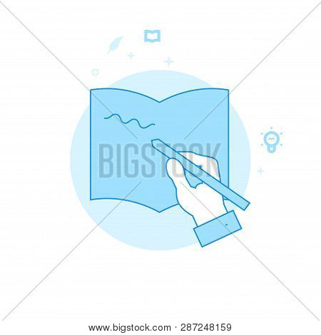 Handwriting, Hand Holding Pen Flat Vector Icon. Writing, Authors Or Education Illustration. Light Fl