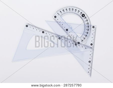 ruler metric at white background, top view