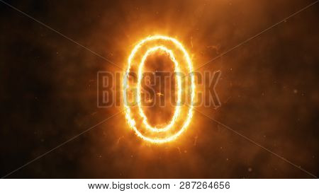 Realistic Fire Countdown With Smoke And Cloud. The Fire Counts From Ten To Zero. Abstract Epic Count