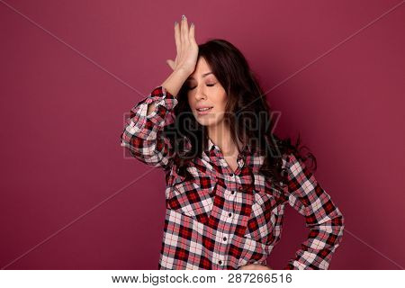 Woman Have A Headache And Feeling Sick. Feeling Bad.