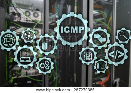 Icmp. Internet Control Message Protocol. Network Concept. Server Room On Background.