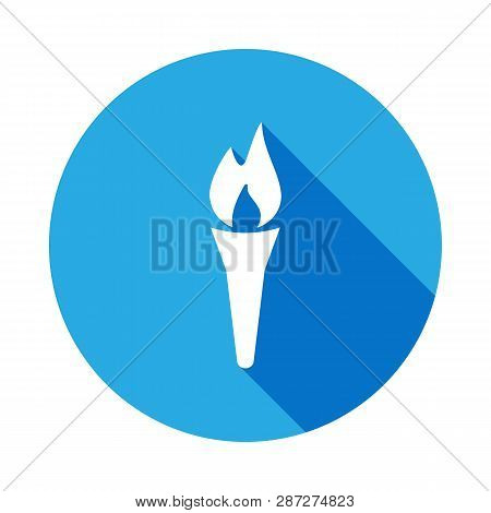 Silhouette Torch Icon With Long Shadow. Flambeau Sign Isolated Icon With Long Shadow. Winter Sport G