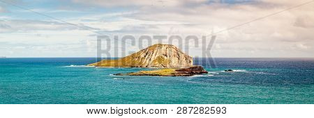 Seascape Panorama Of Kaohikaipu Island State Seabird Sanctuary From Makapuu Lookout On Oahu, Hawaii,