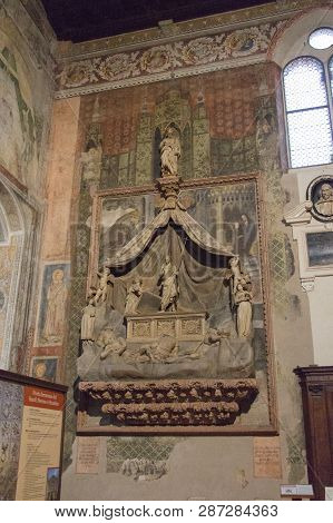 Italy, Verona - December 08 2017: The View Of The Brenzoni Mausoleum By The Florentine Nanni Di Bart