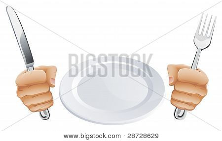 Piastra e Holding posate mani