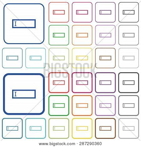 Editbox With Editing Cursor Color Flat Icons In Rounded Square Frames. Thin And Thick Versions Inclu