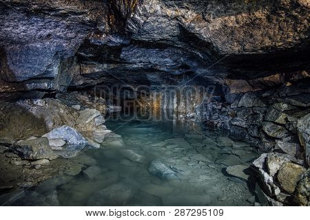 Old Abandoned Flooded Limestone Mine Gurievsky In Byakovo, Tula Region