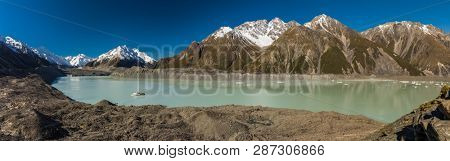 Blue Lakes and the mountains on the Tasman Valley Walk and Tasman Glacier View, South Island, New Zealand