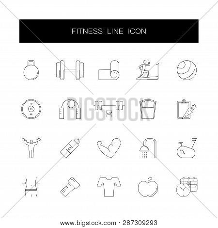 Line Icons Set. Fitness Pack. Vector Illustration