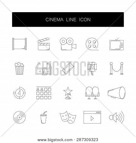 Line Icons Set. Cinema Pack. Vector Illustration