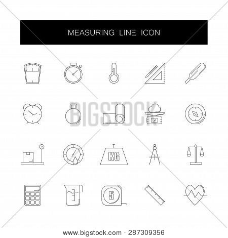 Line Icons Set. Measuring Pack. Vector Illustration