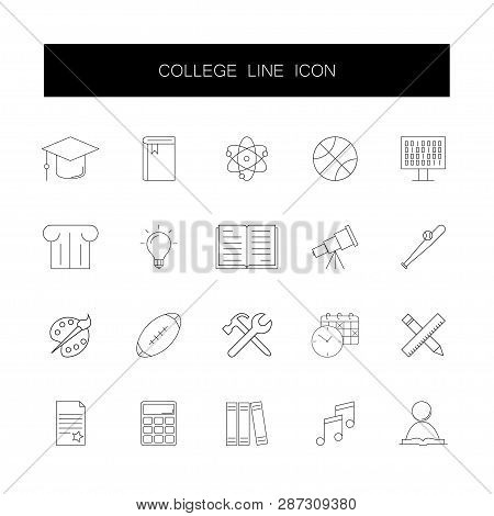Line Icons Set. College Pack. Vector Illustration
