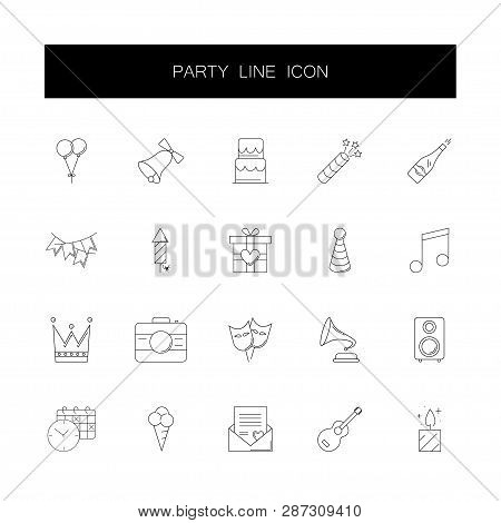 Line Icons Set. Party Pack. Vector Illustration