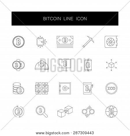 Line Icons Set. Bitcoin Pack. Vector Illustration