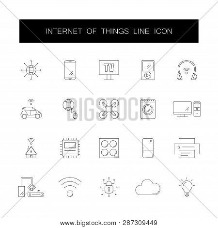 Line Icons Set. Internet Of Things Pack. Vector Illustration
