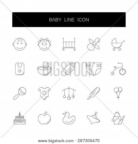 Line Icons Set. Baby Pack. Vector Illustration