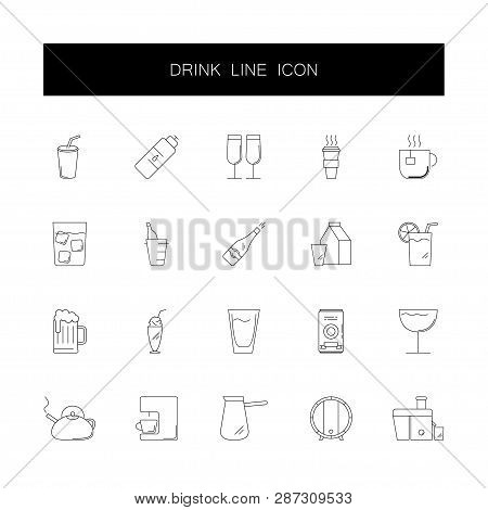 Line Icons Set. Drink Pack. Vector Illustration