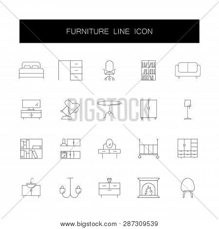 Line Icons Set. Furniture Pack. Vector Illustration