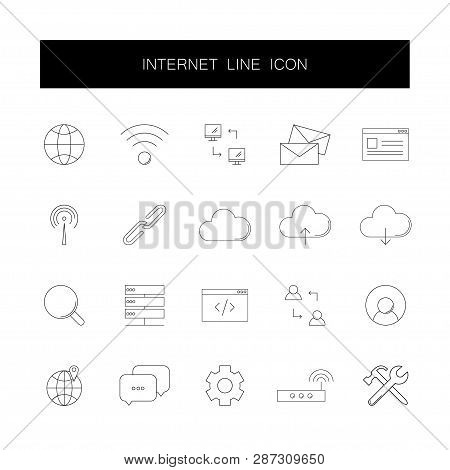 Line Icons Set. Internet Pack. Vector Illustration