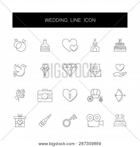 Line Icons Set. Wedding Pack. Vector Illustration
