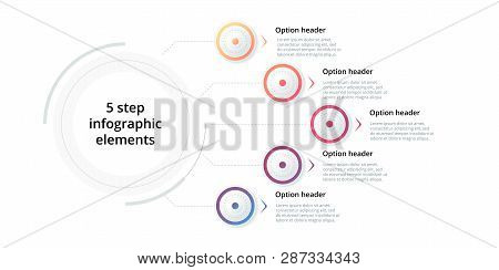 Business Process Chart Infographic With 5 Step Circles. Circular Corporate Workflow Graphic Elements