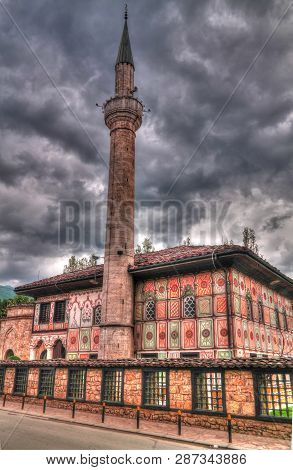 Exterior View To Spotted Mosque Alaca Cami Kalkandelen Aka Painted Mosque In Tetovo, North Macedonia