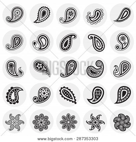 Buta Icons Set On Circles Background For Graphic And Web Design. Simple Vector Sign. Internet Concep